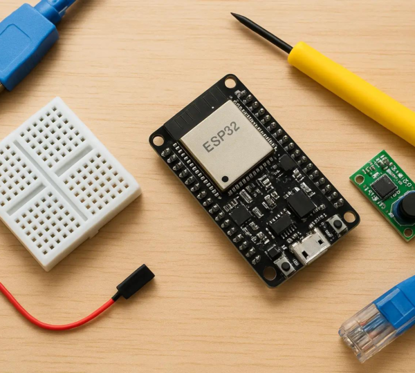 Components required for ESP32 Wi-Fi Controlled LED Automation Project including ESP32, LED, resistor, breadboard and jumper wires