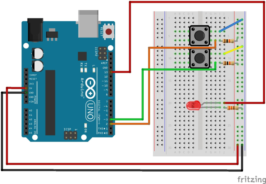 Push Button with Arduino Circuit Diagram
