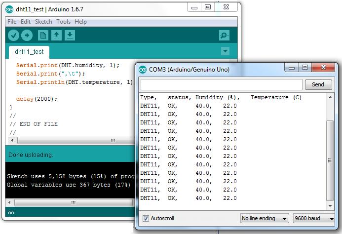 Arduino DHT11 Temperature Monitoring Project Arduino Code