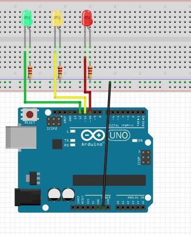 Arduino Traffic Light Project Circuit Diagram