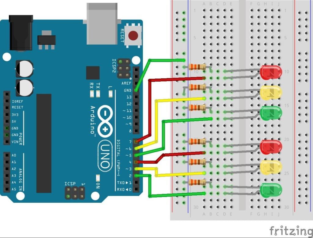  Arduino Traffic Light Project Wiring Diagram