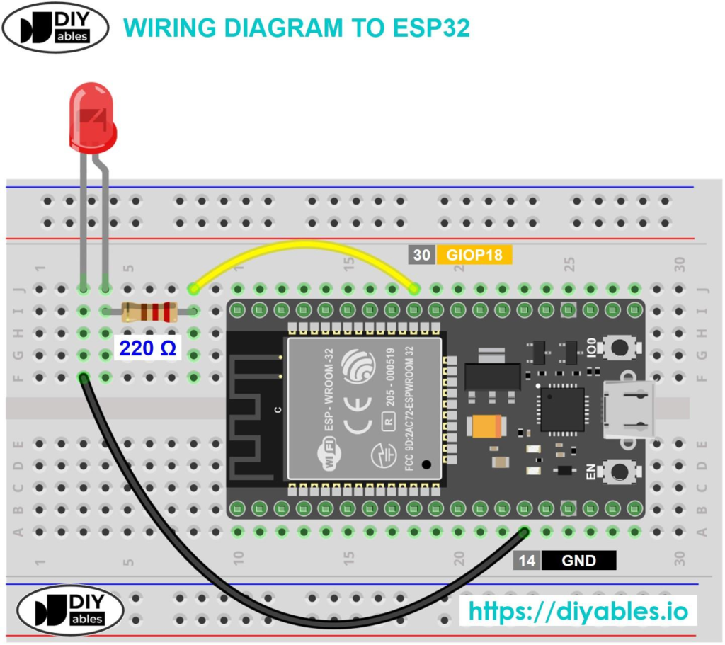 ESP32 Bluetooth LED Control Project Circuit Diagram