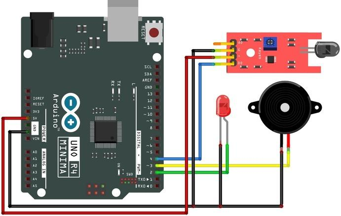 Arduino fire detection circuit wiring connections