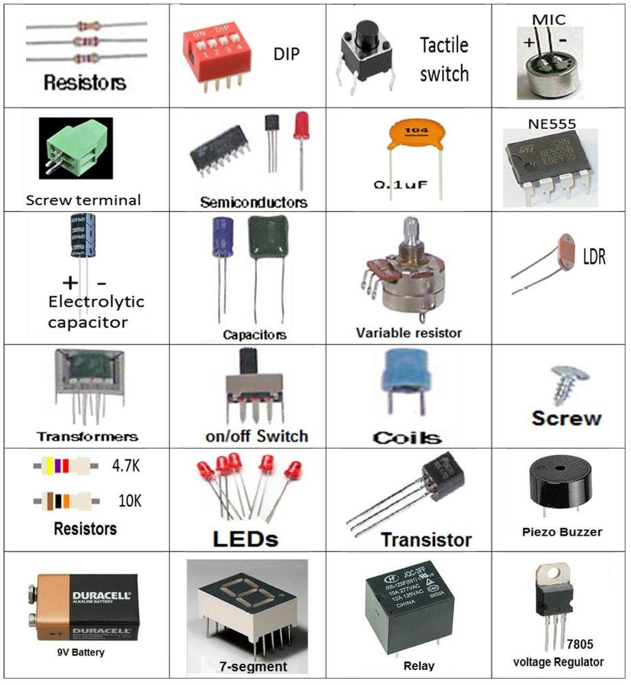electronic components labeled