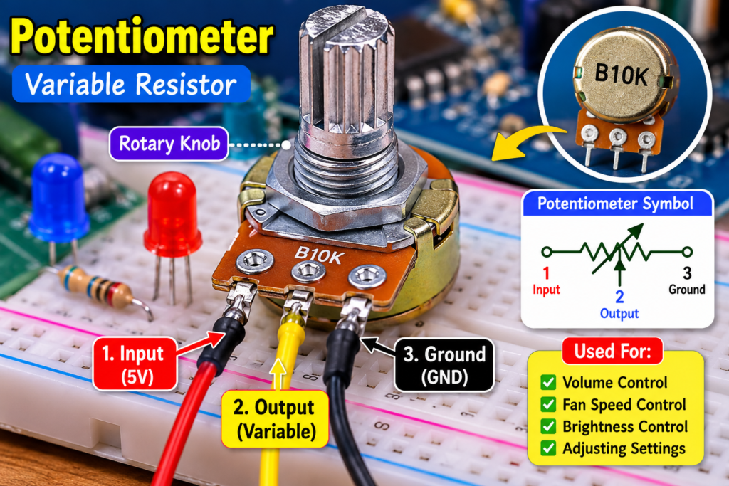 Electronic Components for Beginners – Potentiometer variable resistor