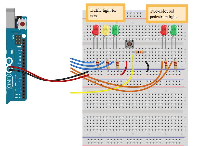Traffic Light Simulation Using Tinkercad