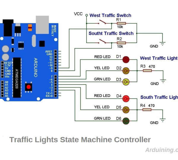 Arduino Components for Traffic Light Simulation Using Tinkercad