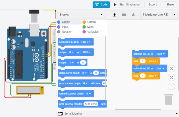 Traffic Light Simulation Using Tinkercad Block Coding