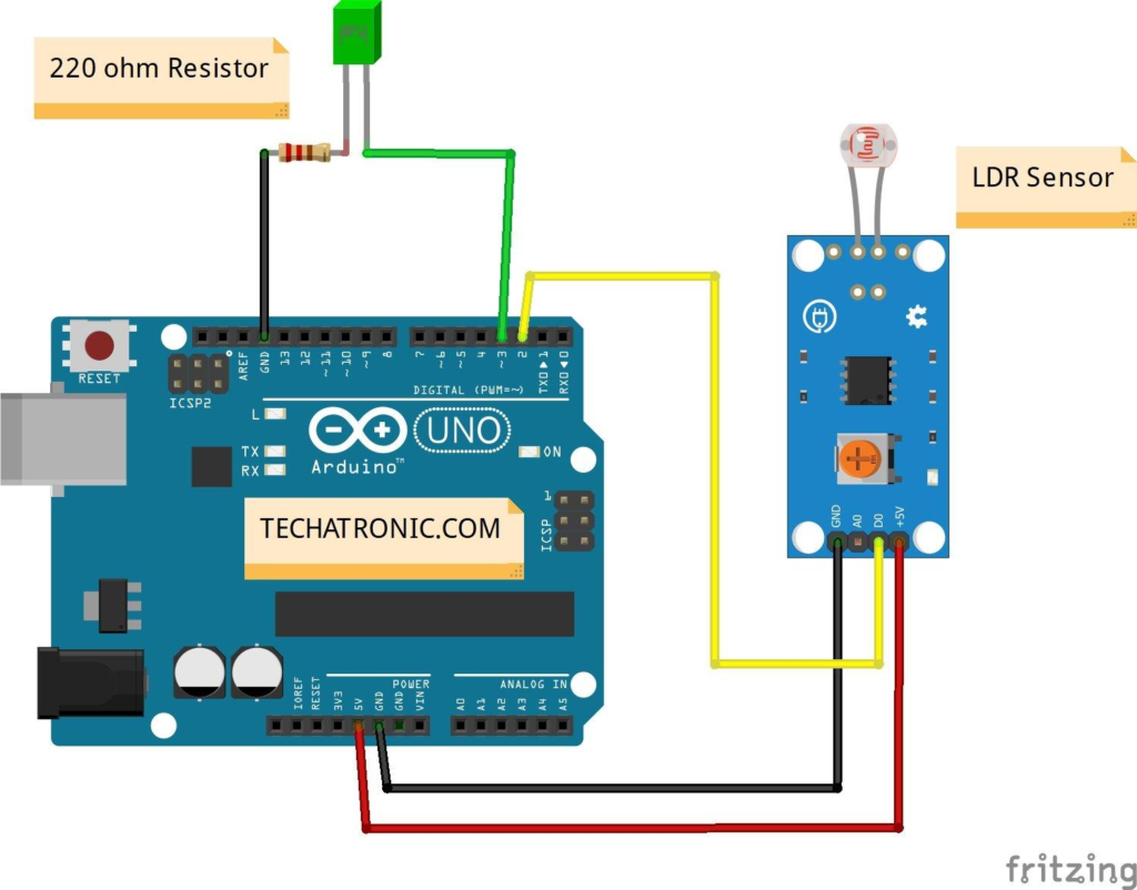 LDR Sensor with Arduino Circuit Diagram