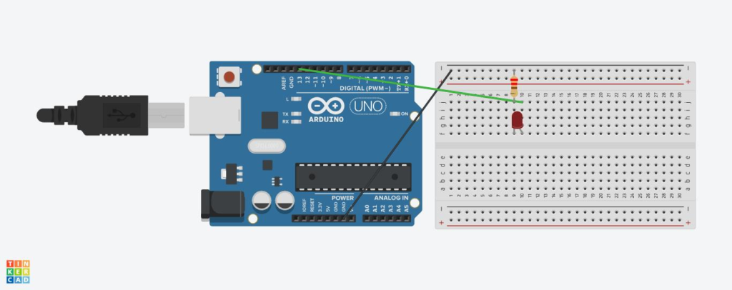 Arduino LED Blink Using For Loop Circuit Diagram